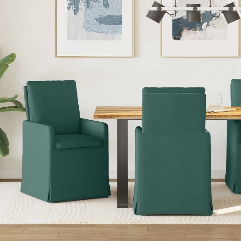 vidaXL Spisestole 2 stk Mørkegrøn 57 x 67 x 98 cm Stof