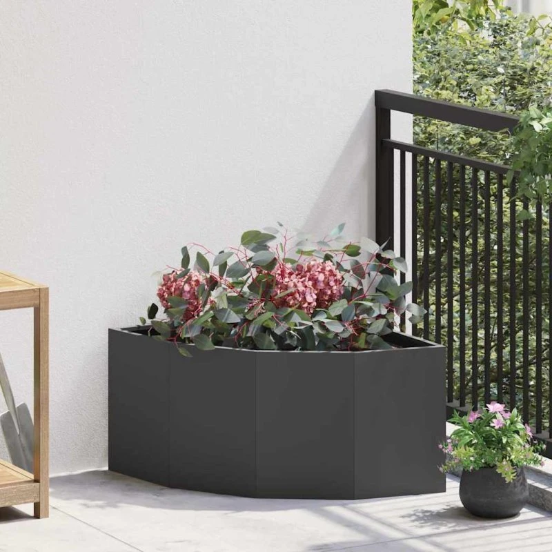 vidaXL Hjørne Plantekasse Sort 60x60x35 cm Stål