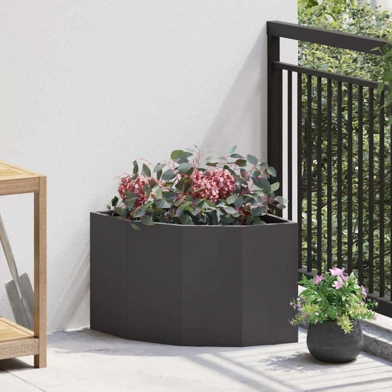vidaXL Hjørne Plantekasse Sort 45 x 45 x 35 cm Stål