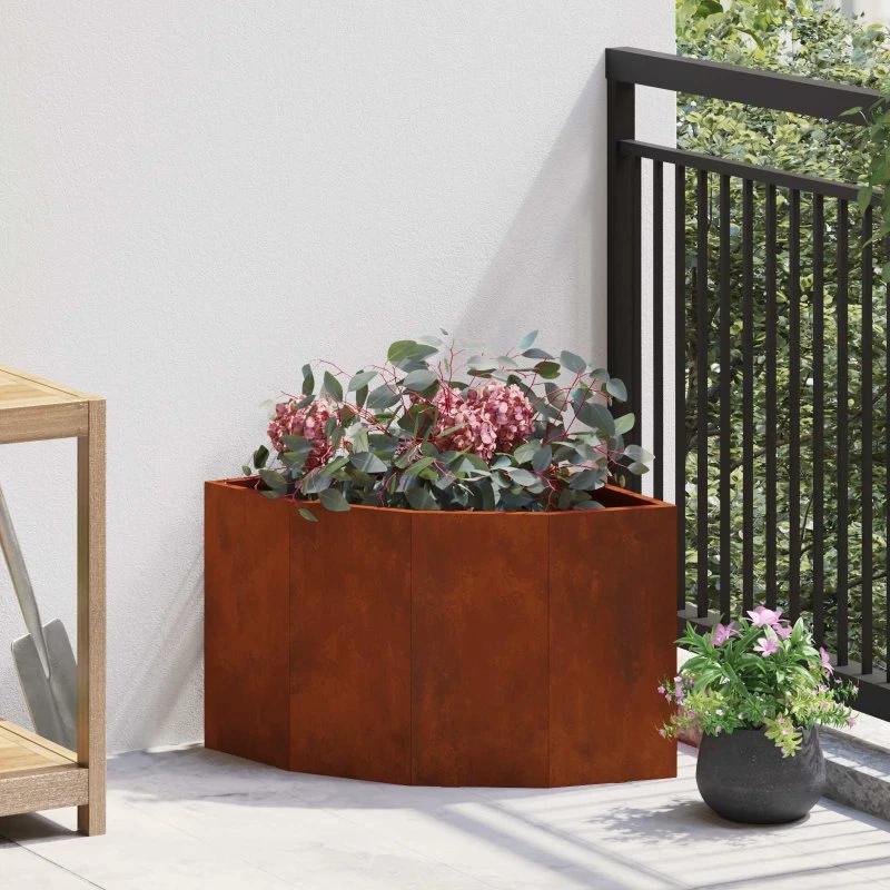 vidaXL Hjørne Plantekasse 45 x 45 x 35 cm Forvitret Stål