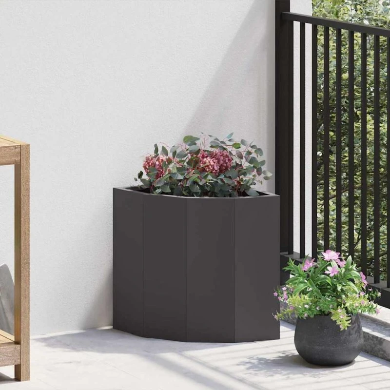 vidaXL Hjørne Plantekasse Sort 30x30x35 cm Stål