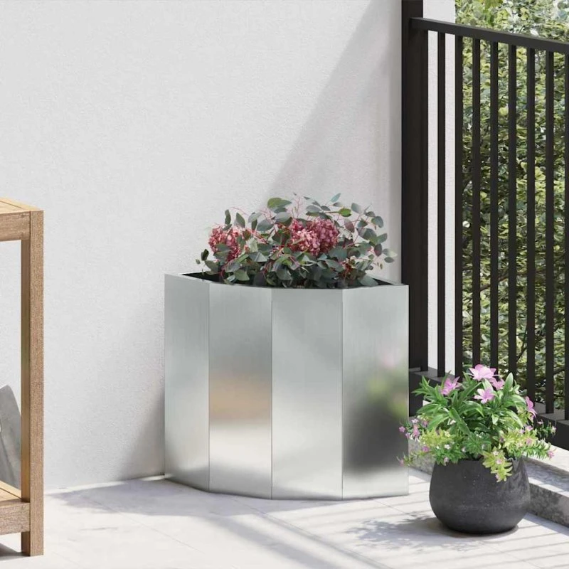 vidaXL Hjørne Plantekasse Sølv 30x30x35 cm Galvaniseret Stål