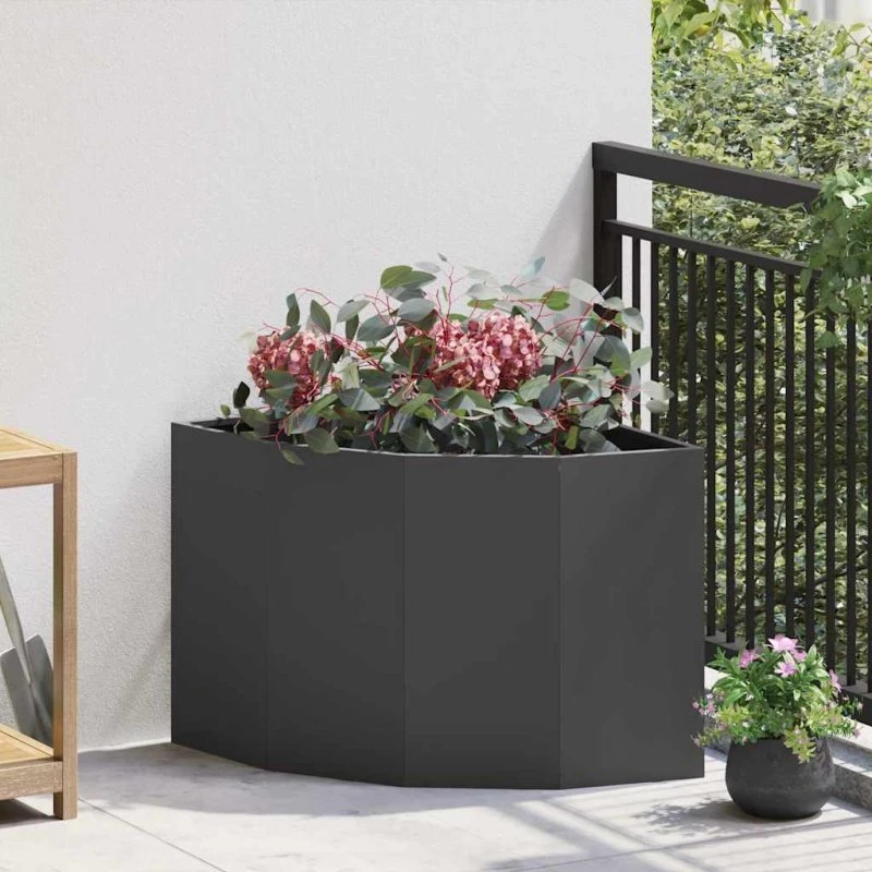 vidaXL Hjørne Plantekasse Sort 60 x 60 x 50 cm Stål