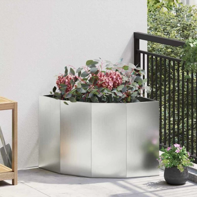 vidaXL Hjørne Plantekasse Sølv 60x60x50 cm Galvaniseret Stål