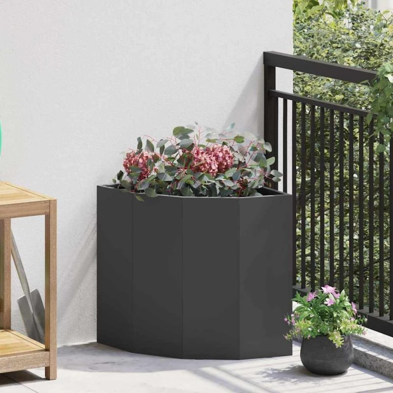 vidaXL Hjørne Plantekasse Sort 45 x 45 x 50 cm Stål