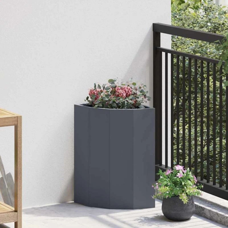 vidaXL Hjørne Plantekasse Antracit 30x30x50 cm Stål