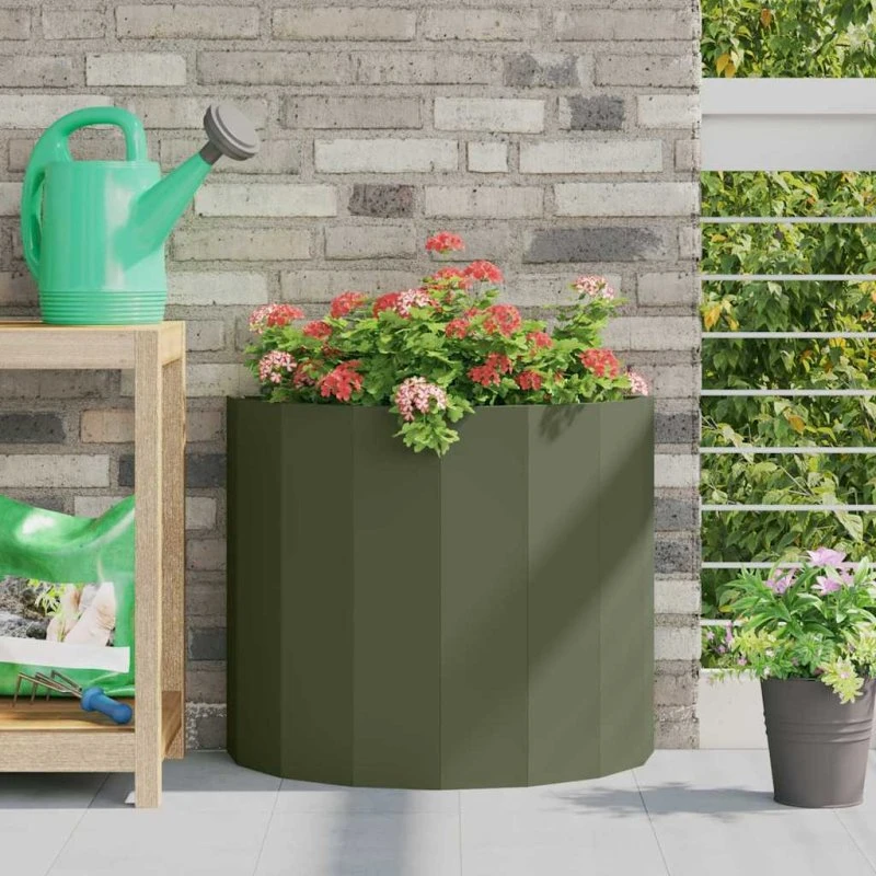 vidaXL Plantekasse Oliven Grøn 60 x 30 x 50 cm Stål