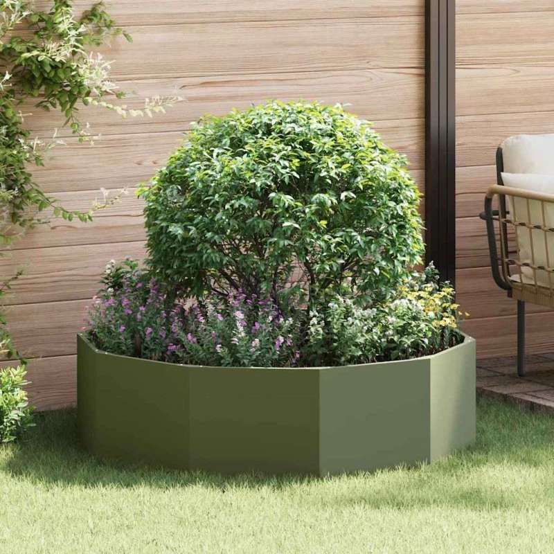 vidaXL Plantekasse Oliven Grøn 120x120x35 cm Stål