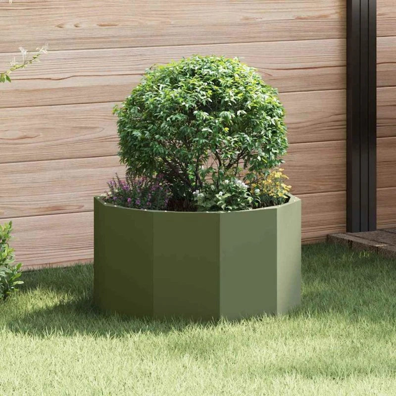 vidaXL Plantekasse Oliven Grøn 60x60x35 cm Stål