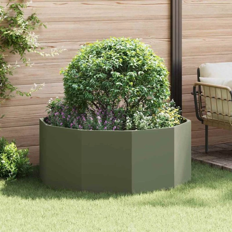 vidaXL Plantekasse Oliven Grøn 120x120x50 cm Stål