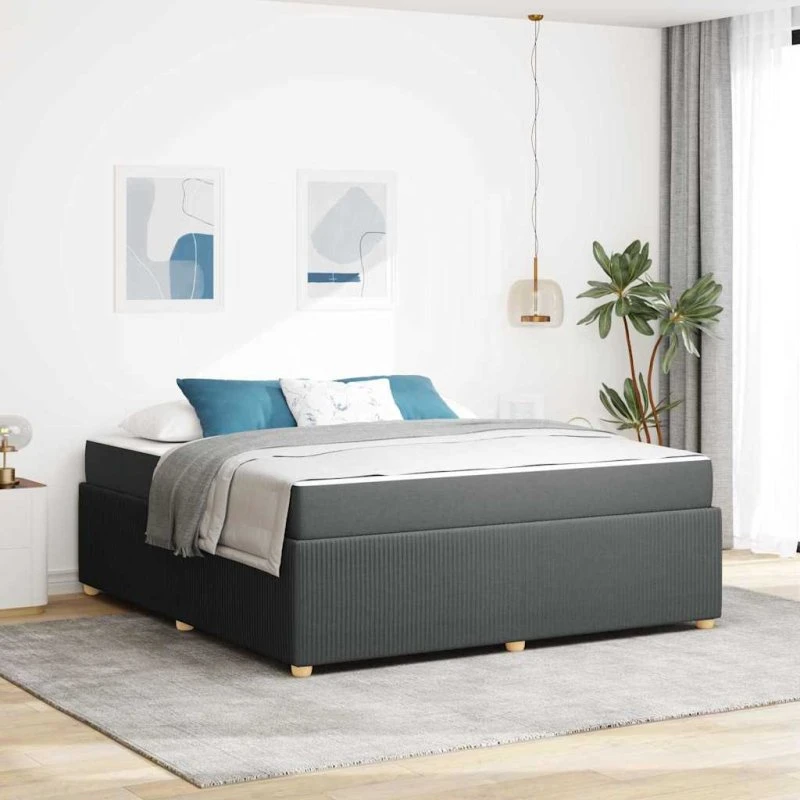 vidaXL Sengestel med madras Mørkegrå 180x200 cm