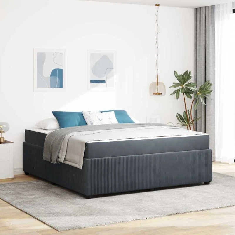 vidaXL Sengestel med Madras Mørkegrå 180x200 cm Stof