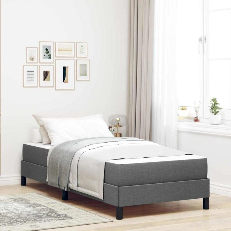 vidaXL Boxspring Seng med Madras Mørkegrå 90x200 cm