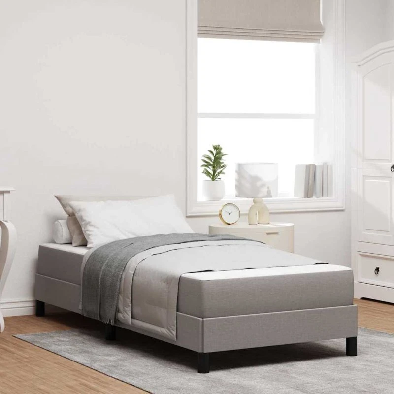 vidaXL Box Spring Seng med Madras Gråbrun 90 x 200 cm Stof