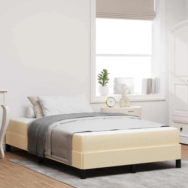 vidaXL Box Spring Seng med Madras Creme 120 x 200 cm Stof
