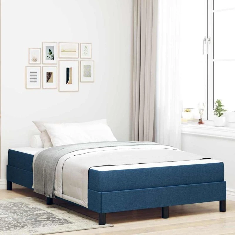 vidaXL Box Spring Seng med Madras Blå 120x200 cm Stof
