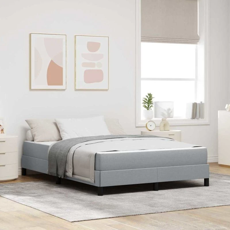 vidaXL Boxspring seng med madras Lysegrå 140x190 cm