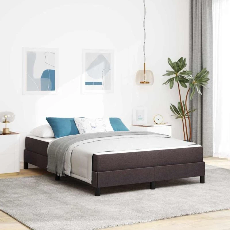 vidaXL Boxspring Seng med Madras, Mørk Brun, 140 x 200 cm