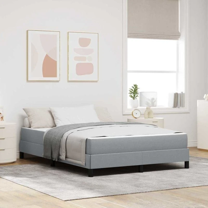 vidaXL Boxspring seng med madras Lysegrå 160x200 cm