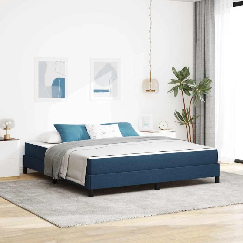 vidaXL Box Spring Seng med Madras Blå 180x200 cm Stof