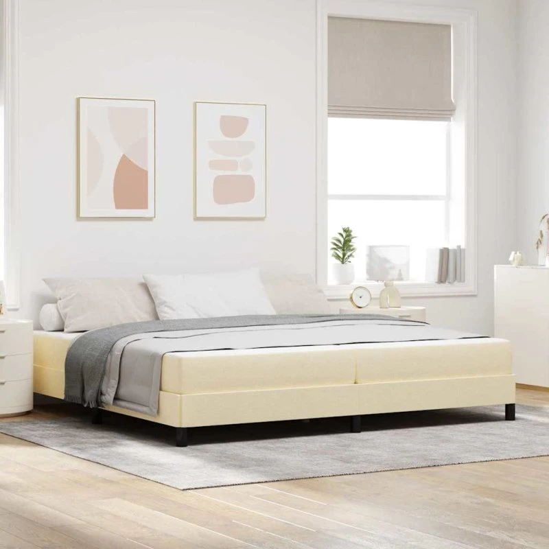 vidaXL Boxspring Seng med Madras Creme 200x200 cm