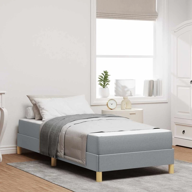 vidaXL Box spring seng med madras Lysegrå 90x190 cm Stof