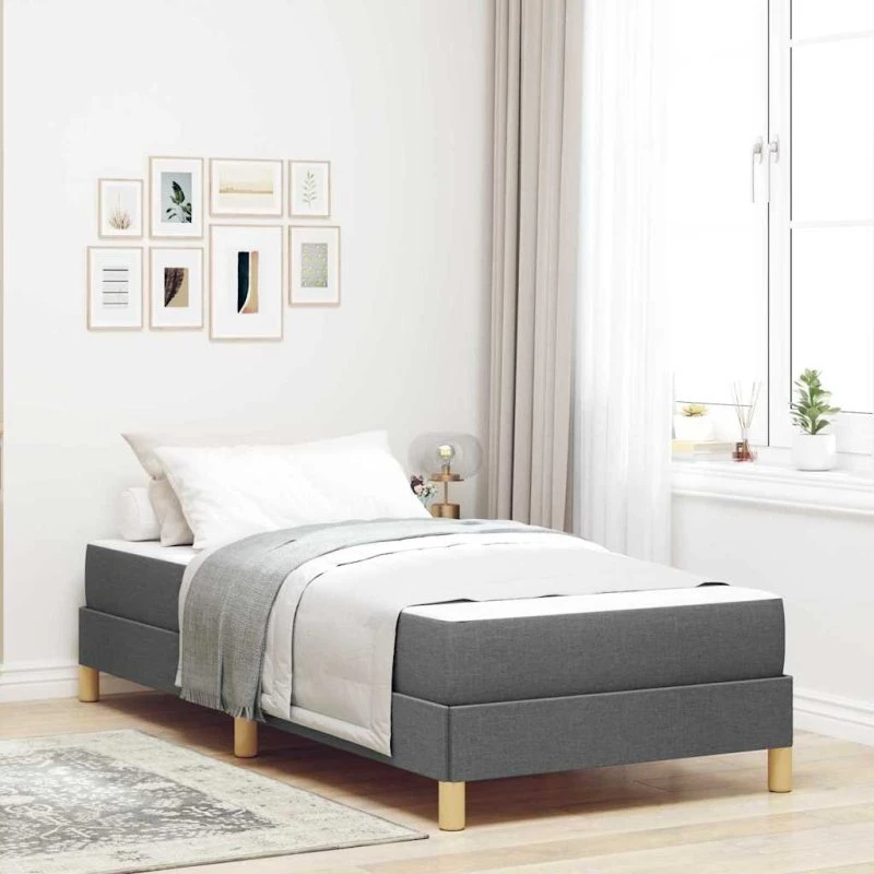 vidaXL Boxspring Seng Mørkegrå 90 x 190 cm Stof