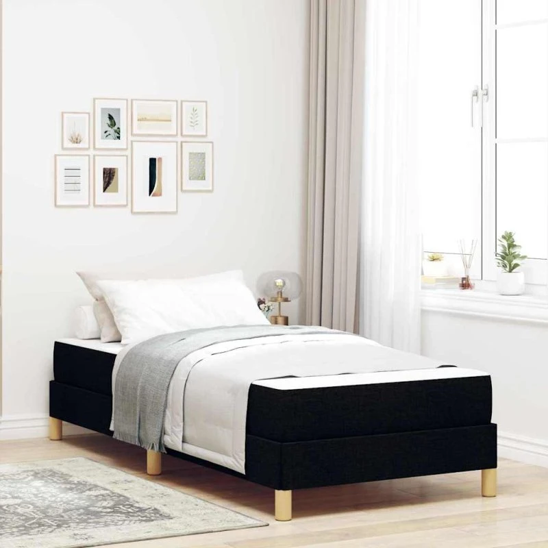 vidaXL Box spring seng med madras, Sort, 100 x 200 cm