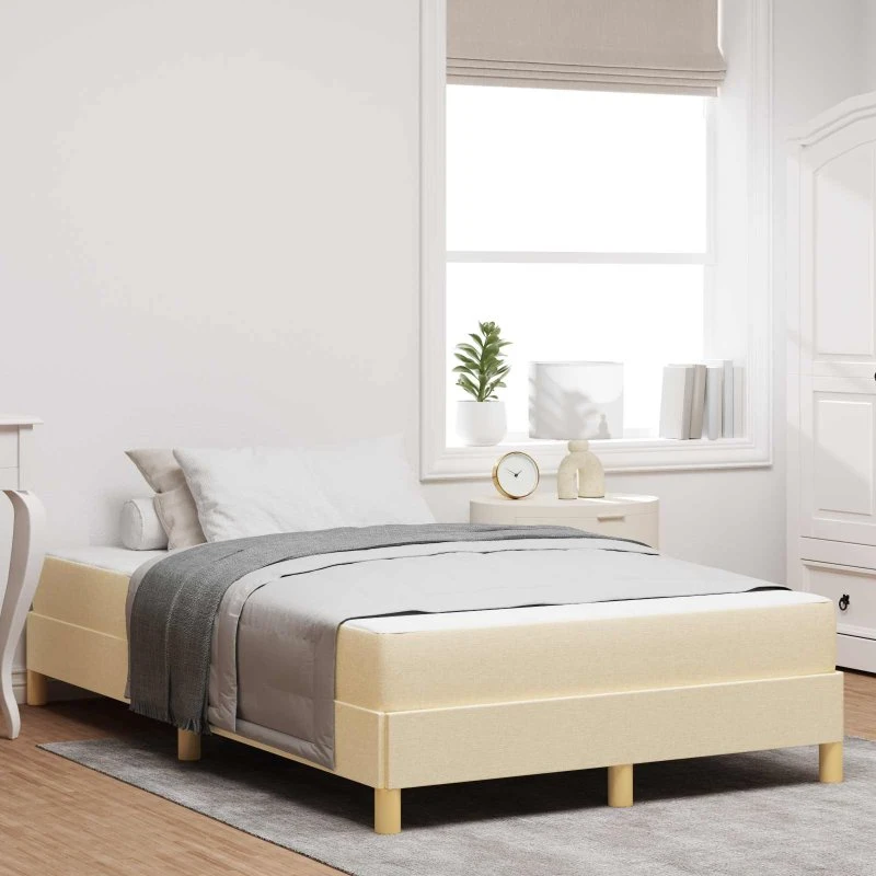 vidaXL Box Spring Seng Creme 120 x 190 cm Stof