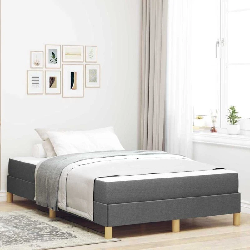 vidaXL Box Spring Seng Mørkegrå 120 x 200 cm Stof