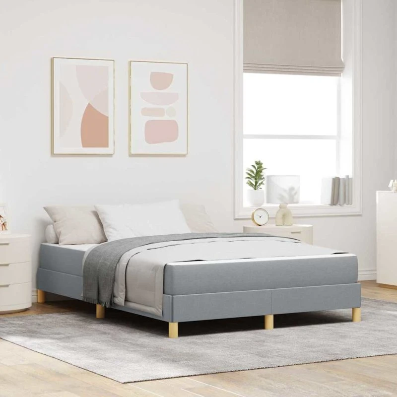 vidaXL Box spring seng med madras Lysegrå 140x200 cm Stof