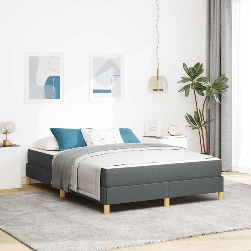 vidaXL Box Spring Seng Mørkegrå 160 x 200 cm Stof