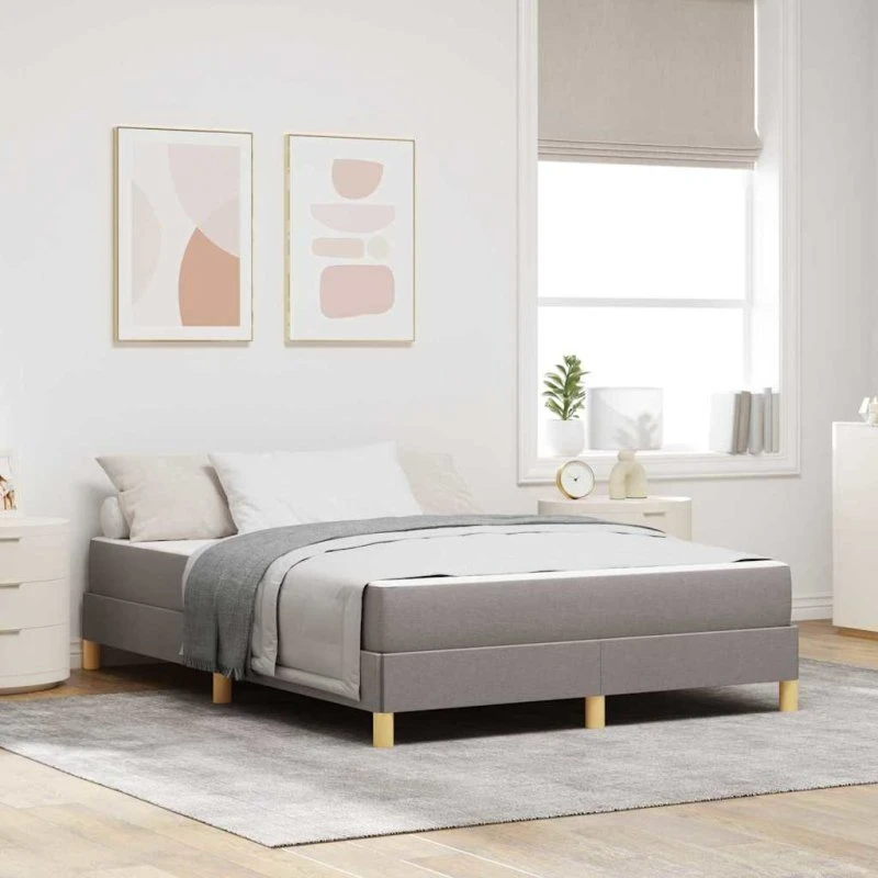 vidaXL Boxspring Seng med Madras Gråbrun 160x200 cm
