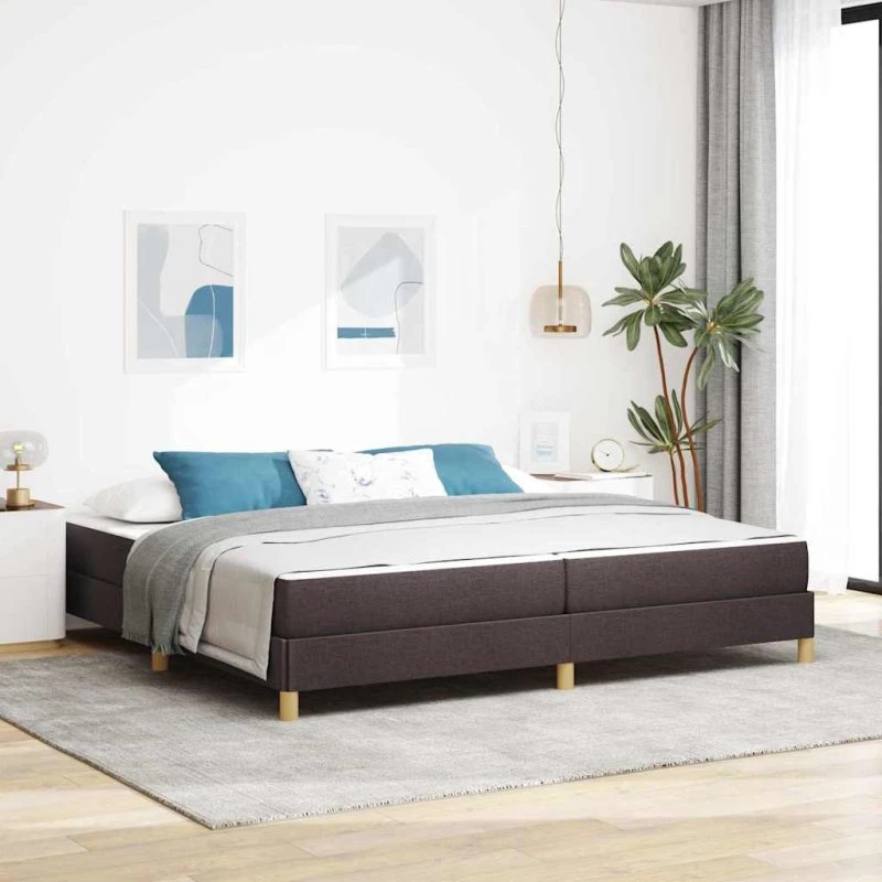 vidaXL Box Spring Seng Mørk Brun 200 x 200 cm Stof