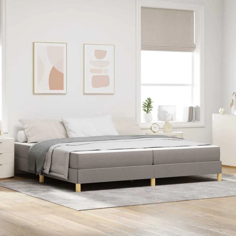 vidaXL Box spring seng med madras Gråbrun 200x200 cm Stof