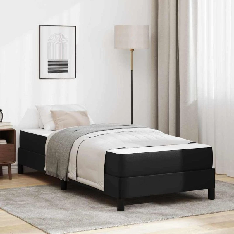 vidaXL Sengestel med madras Sort 90 x 190 cm Stof