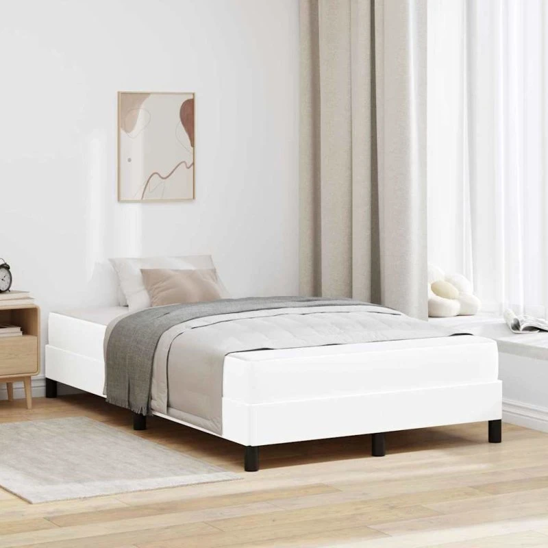 vidaXL Sengestel med Madras Ren Hvid 120 x 200 cm Stof