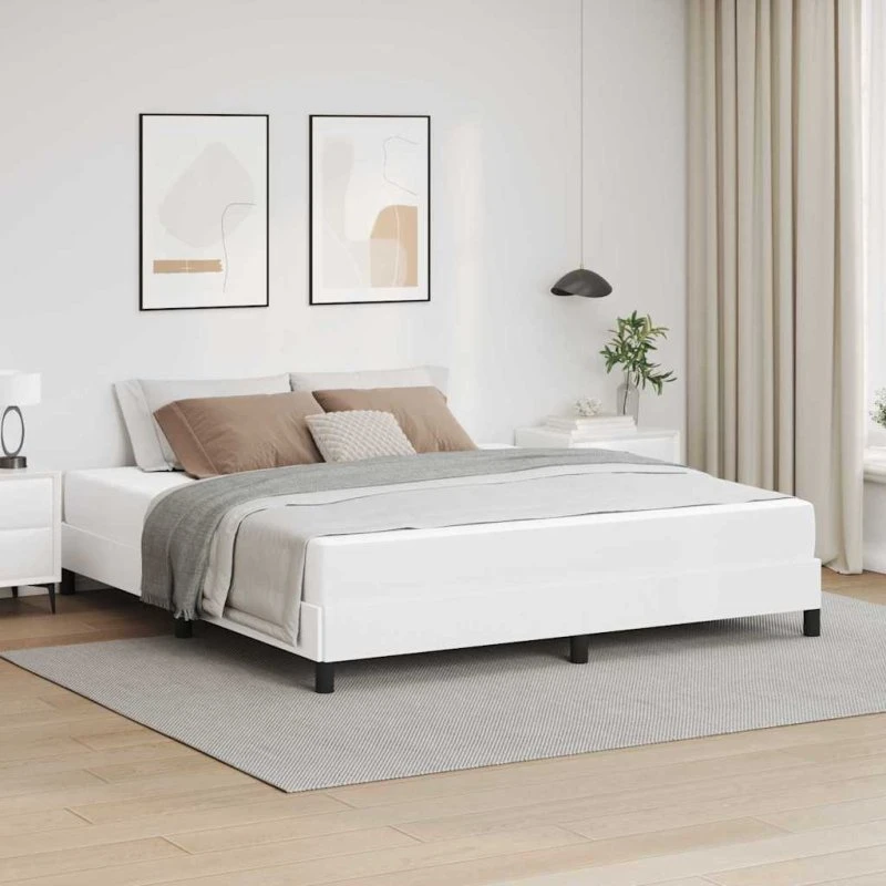 vidaXL Sengestel med Madras Ren Hvid 180x200 cm Stof