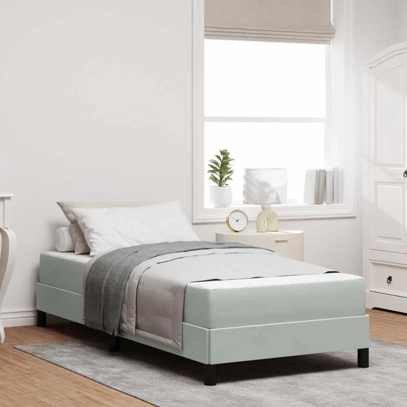 vidaXL Box Spring-seng med madras Lysegrå 80 x 200 cm Stof