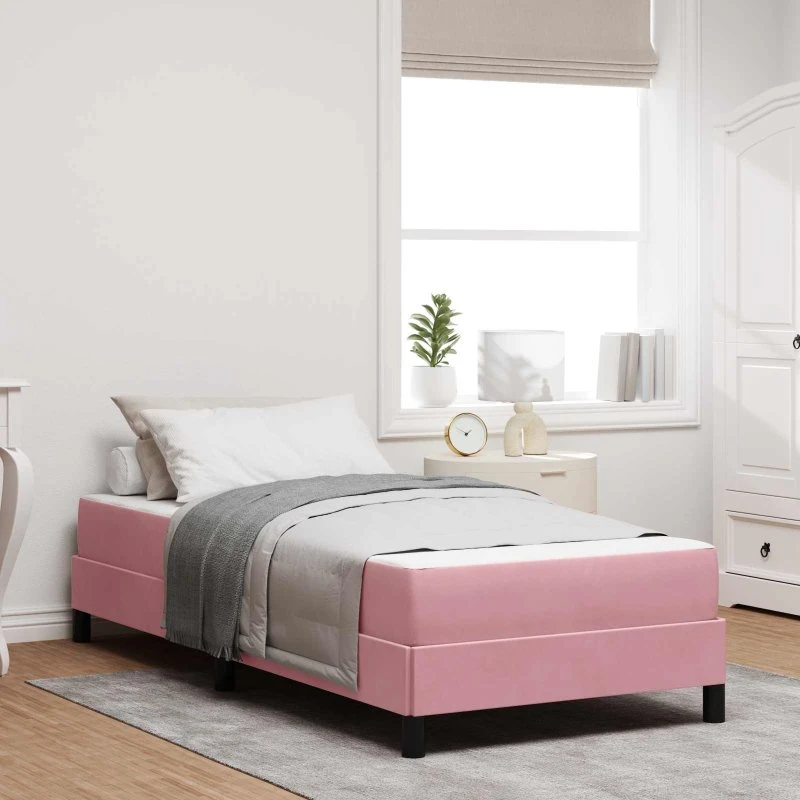 vidaXL Box Spring-seng med madras Lyserød 80x200 cm Stof