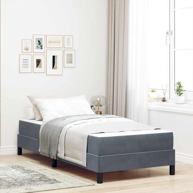 vidaXL Box Spring-seng med madras, Mørkegrå, 90 x 200 cm