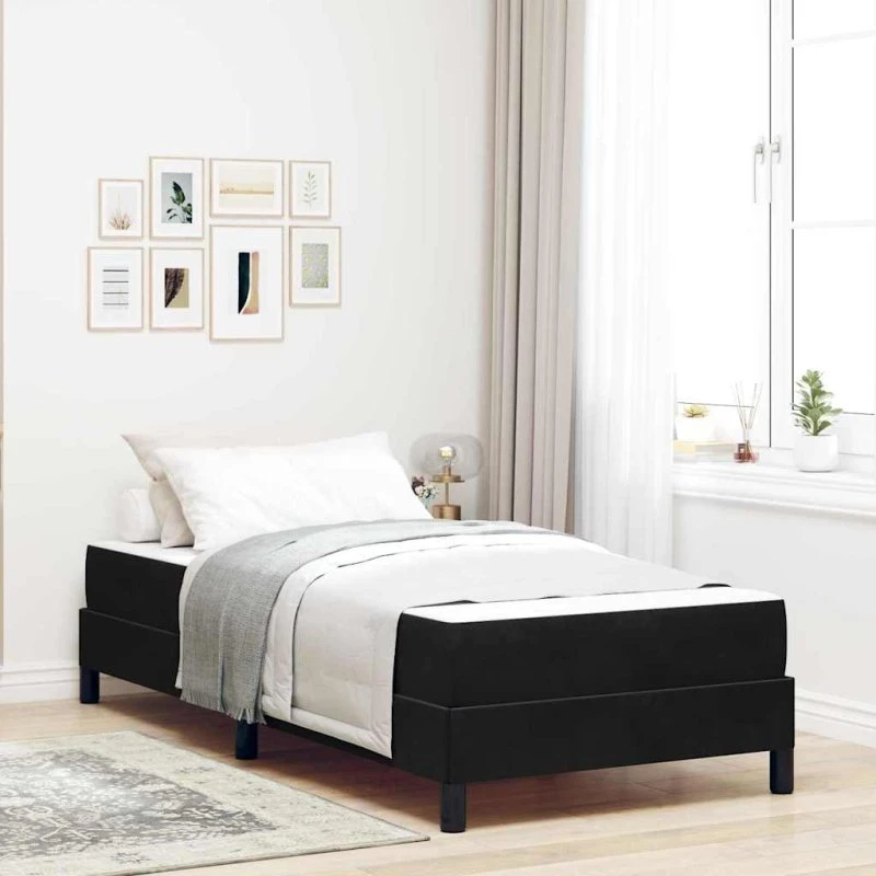 vidaXL Box Spring-seng med madras, Sort, 100 x 200 cm