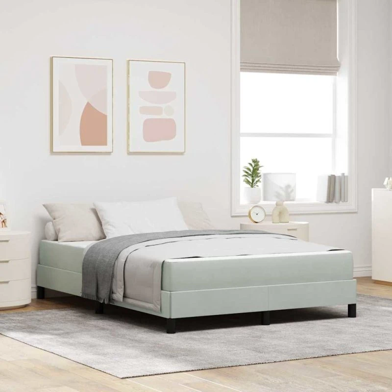 vidaXL Box Spring-seng med madras Lysegrå 140x190 cm Stof