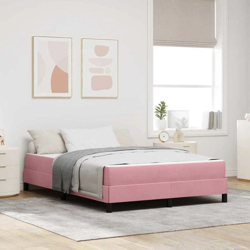 vidaXL Box Spring-seng med madras Lyserød 140x200 cm