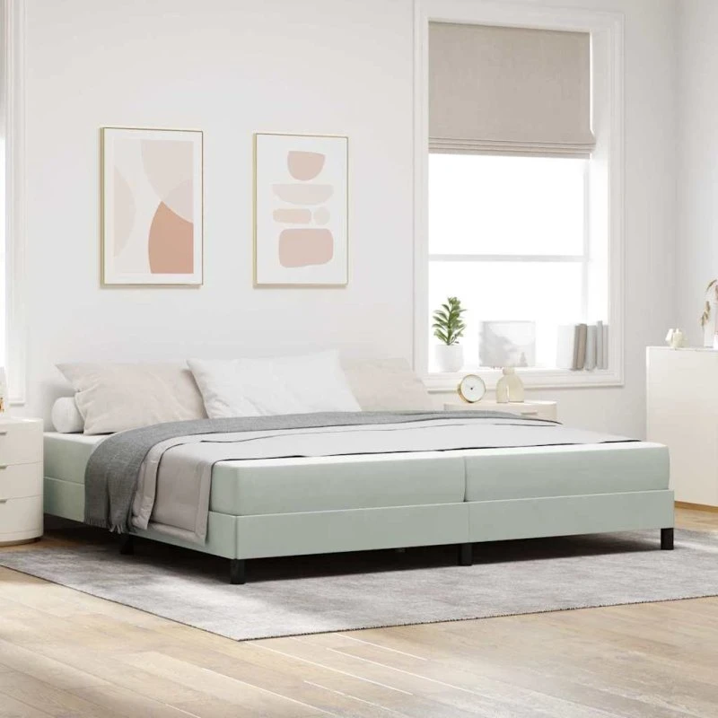 vidaXL Box Spring-seng med madras Lysegrå 200x200 cm Stof