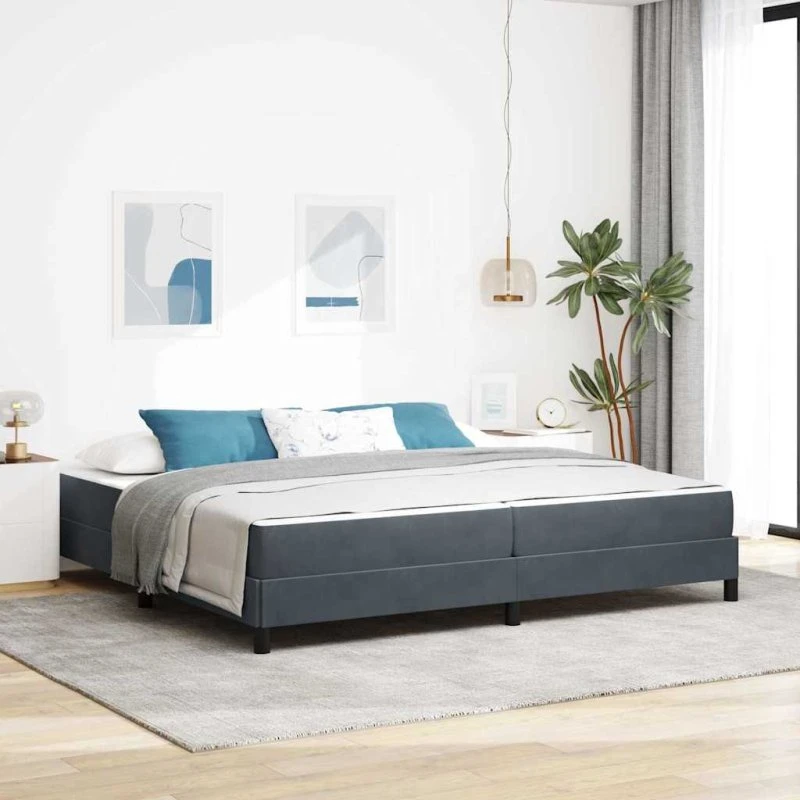 vidaXL Box Spring-seng med madras, Mørkegrå 200x200 cm, Stof
