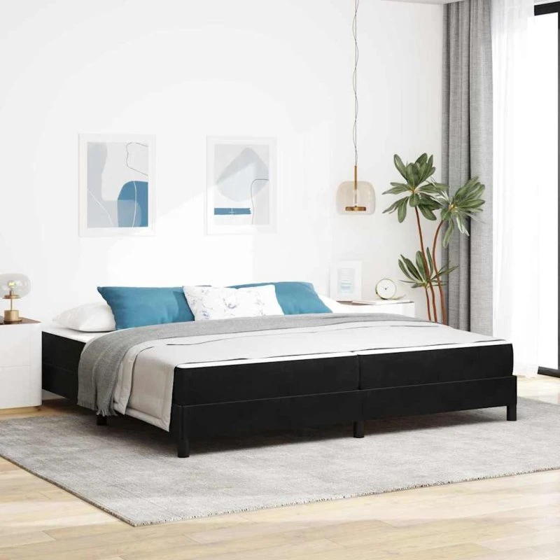 vidaXL Box Spring-seng med madras, Sort, 200 x 200 cm