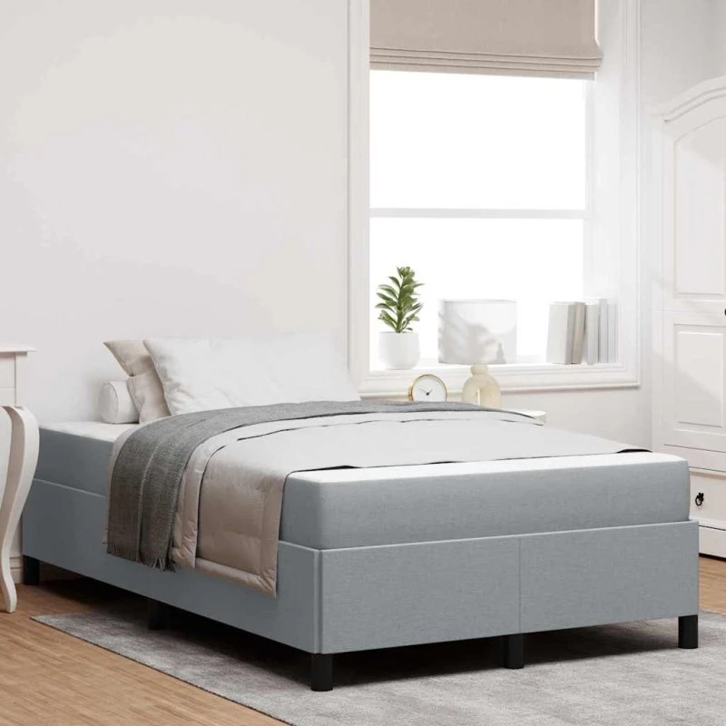 vidaXL Box Spring Seng Lys Grå 120 x 200 cm