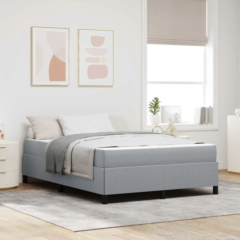 vidaXL Box Spring Seng Lys Grå 160 x 200 cm