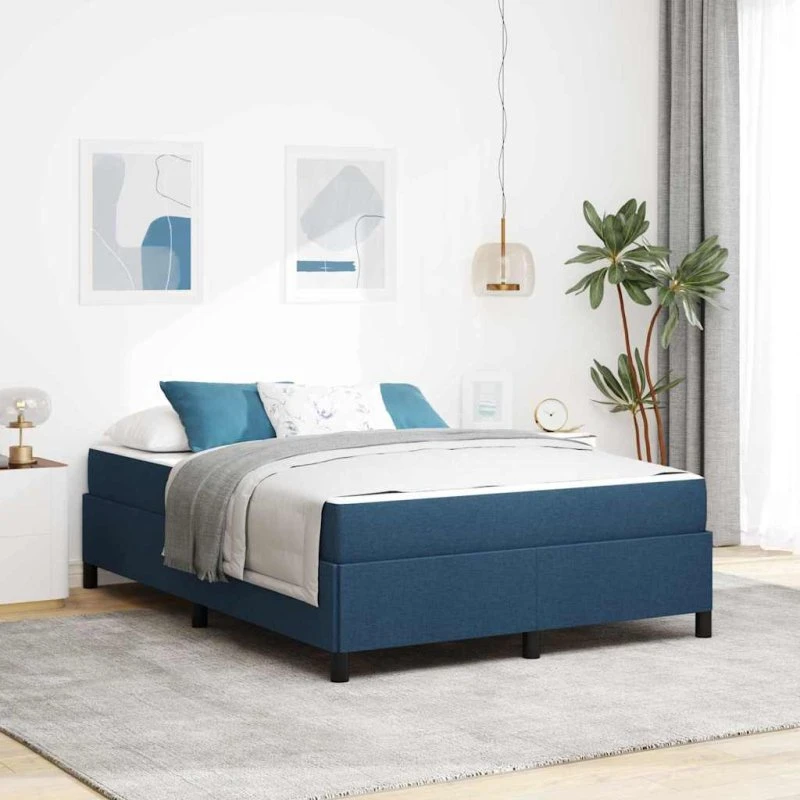 vidaXL Box Spring Seng Blå 160 x 200 cm Stof